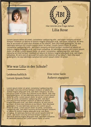 Mit abibuch-designer erstellte Profilseite mit Pergamenthintergrund Mit abibuch-designer erstellte Profilseite mit Pergamenthintergrund