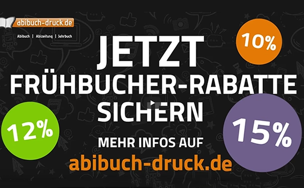 Vorschaubild - Video 12% Frühbucher-Rabatt sichern | abibuch-designer.de
